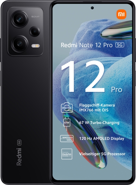 Xiaomi Redmi Note 12 Pro 5G 128GB Schwarz Android Smartphone 6,67″ OLED 6GB NEU