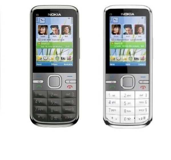 Nokia C5-00 | 2.2″ Zoll |  Bluetooth | 5 MP | silber-weiß | ohne Simlock