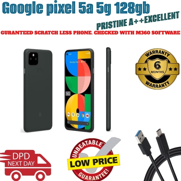 GOOGLE PIXEL 5A 5G 128GB ENTSPERRT ANDROID SMARTPHONE TOP MAKELLOS A+ SCHWARZ