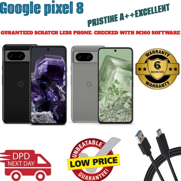 Google Pixel 8 5G -128GB 6,2 -Alle Farben-UNLCOKED-ANDROID-SMARTPHONE-PRISTINE A+