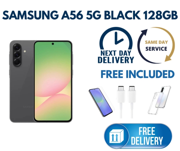 Samsung Galaxy A56 5G 128GB entsperrt Dual Sim schwarze Farbe Android Smartphone