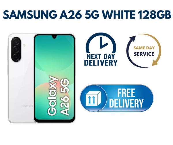 Samsung Galaxy A26 5G Smartphone 8GB RAM 128GB entsperrt SIM-frei – Weiß A