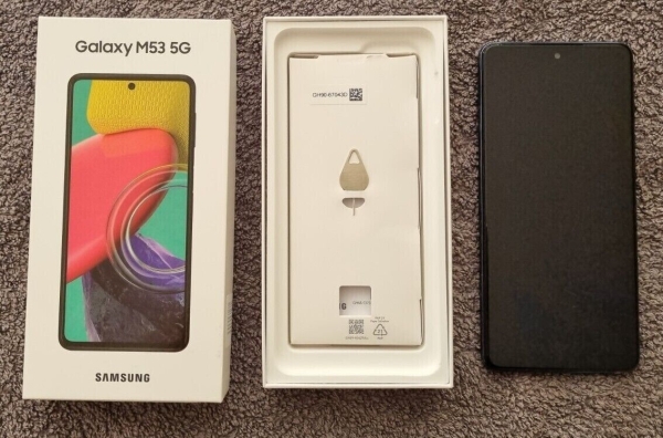 NEU Samsung Galaxy M53 5G SM-M536B/DSN 128GB 8GB entsperrt Dual-SIM Smartphone