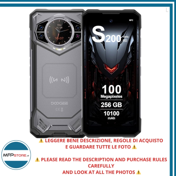 Smartphone Doogee S200 5G, 256GB ROM 32GB RAM, Face Unlock, NFC – Dunkelgrau