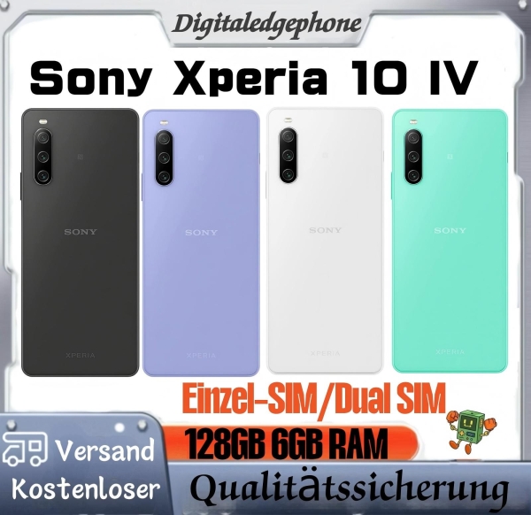 Neu Sony Xperia 10 IV (5G) SmartPhone – 128GB 6GB RAM – Schwarz/Weiß/Grün/Lila