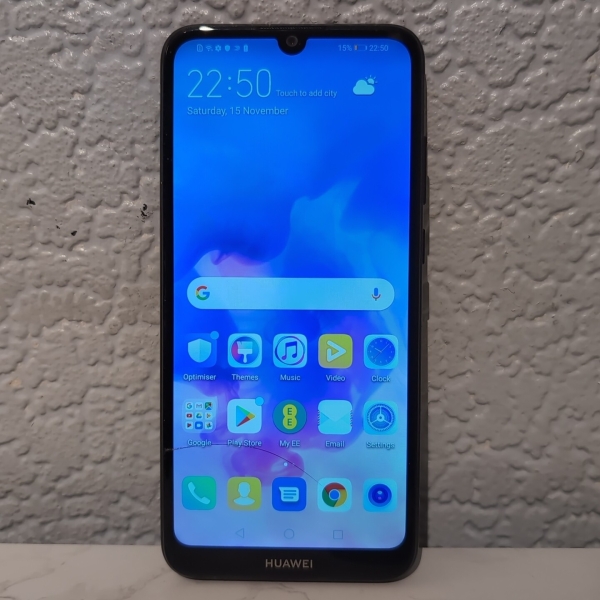 Huawei Y6 (2019) schwarz 32GB MRD-LX1 EE Android Smartphone gesprungen