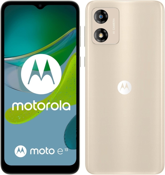 Motorola Moto E13 64GB Smartphone 4G entsperrt Dual Simfrei – cremeweiß *****