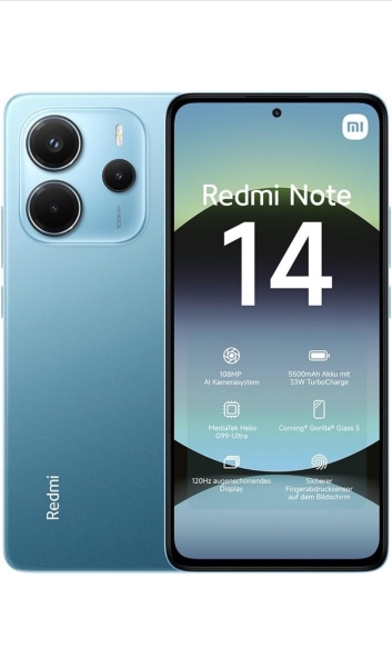 Neu günstig verpackt entsperrt Xiaomi Redmi Note 14 128GB Ram 6GB 4G Smartphone 108MP