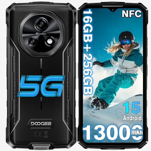 5G AI Smartphone DOOGEE Fire 7 Outdoor Handy 13000mAh 16GB+256GB Octa Core 90Hz