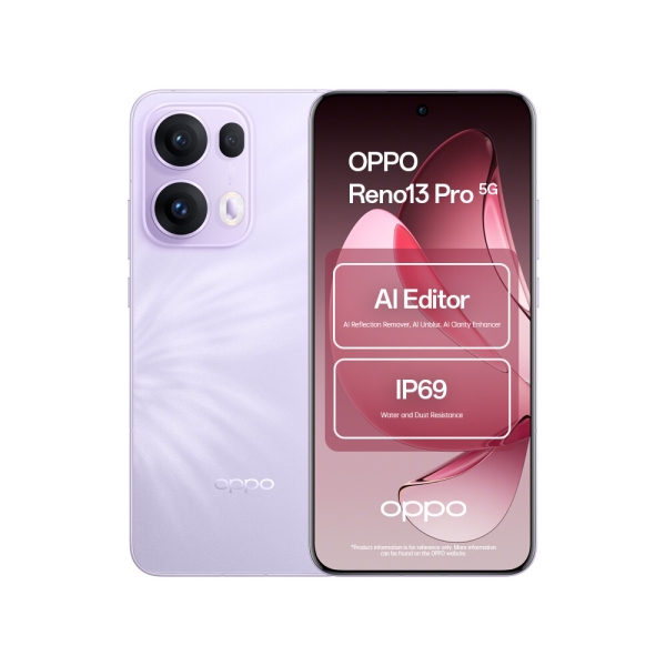 Oppo Reno13 Pro 5G Dimensity 8350 12GB 512GB ROM 6,83″ AMOLED Smartphone Lila