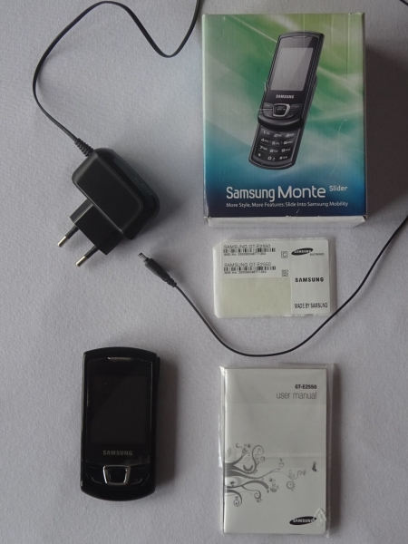 Smartphone Handy Samsung GT-E2550 Monte Slider Simlock frei Schwarz Netzteil OVP