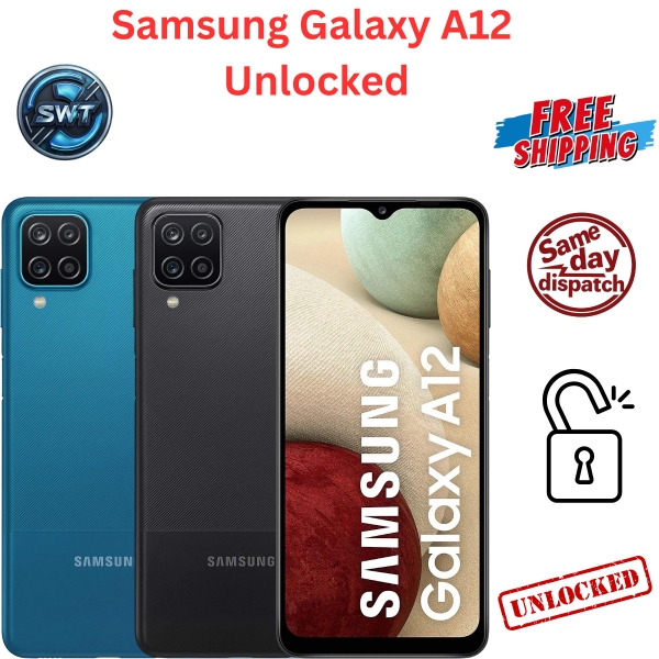 Samsung Galaxy A12 64GB schwarz blau entsperrt Smartphone makellos A+ UK Version