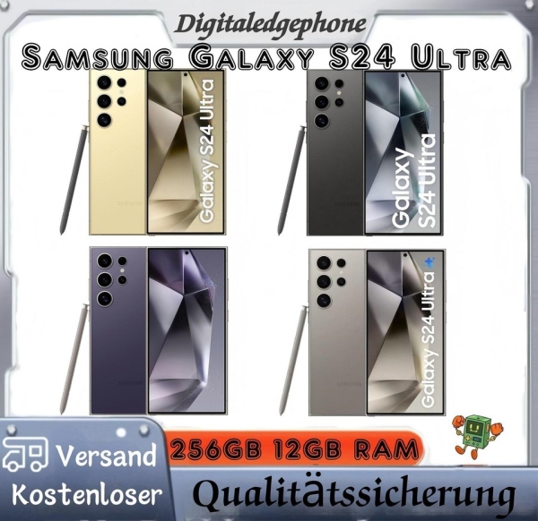 Neu Samsung Galaxy S24 Ultra (5G) Smartphone 12+256GB – Schwarz/Grau/Gelb/Lila