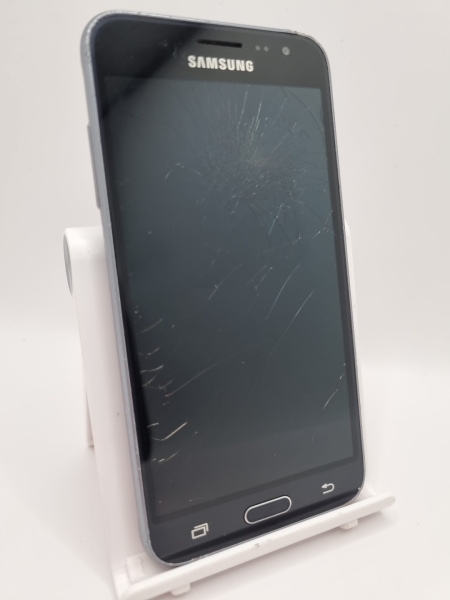 Samsung Galaxy J3 2016 schwarz Android Smartphone gesprungen unvollständig defekt #A