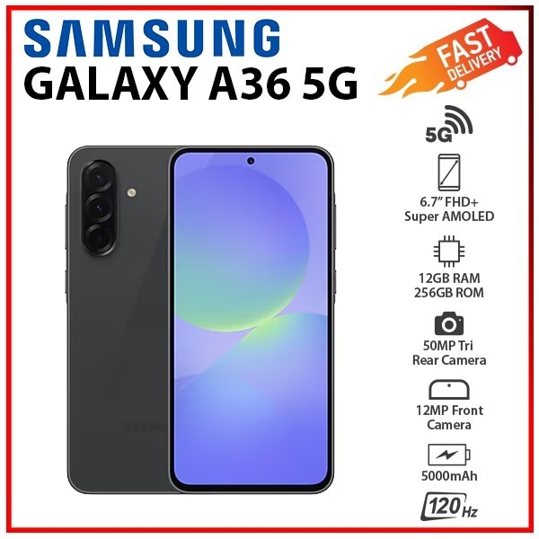 Samsung Galaxy A36 5G 12GB+256GB BLACK Dual SIM Unlocked Android Smartphone