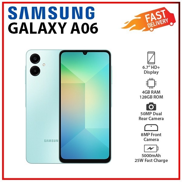 (New) Samsung Galaxy A06 4GB+128GB GREEN Dual SIM Unlocked Android Smartphone