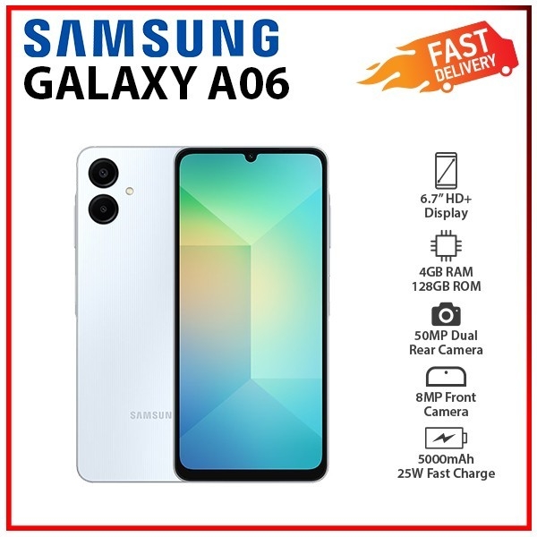(New) Samsung Galaxy A06 4GB+128GB BLUE Dual SIM Unlocked Android Smartphone