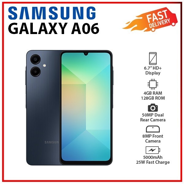 (New) Samsung Galaxy A06 4GB+128GB BLACK Dual SIM Unlocked Android Smartphone