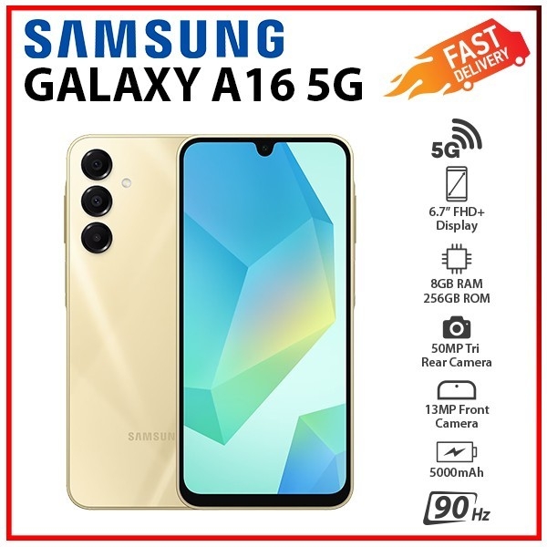 (New) Samsung Galaxy A16 5G 8GB+256GB GOLD Dual SIM Unlocked Android Smartphone
