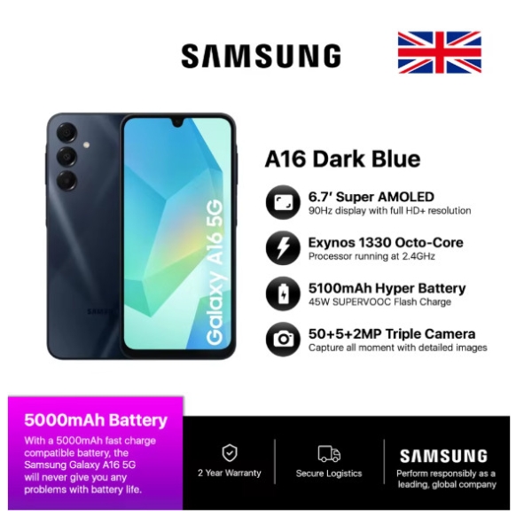 Samsung Galaxy A16 4G schwarz 128GB 4G entsperrt & SIM frei Smartphone SM-A165FZKBEUB