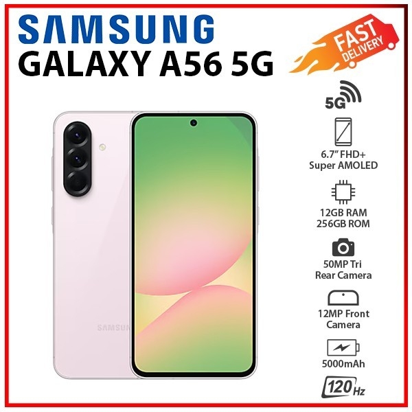 NEW Samsung Galaxy A56 5G 12GB+256GB PINK Dual SIM Unlocked Android Smartphone