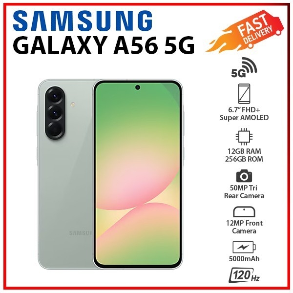 NEW Samsung Galaxy A56 5G 12GB+256GB OLIVE Dual SIM Unlocked Android Smartphone