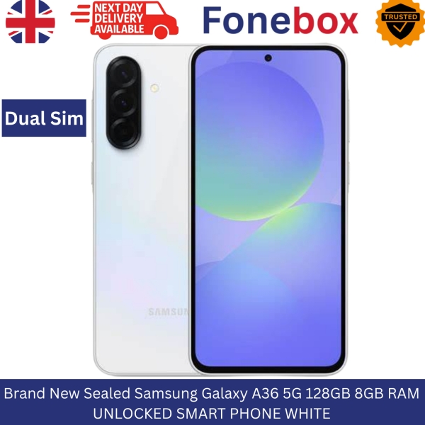 Brandneu Versiegelt Samsung Galaxy A36 5G 128GB 8GB RAM ENTSPERRT SMARTPHONE WEISS