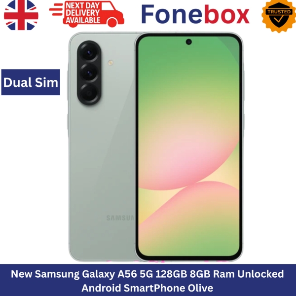 Neu Samsung Galaxy A56 5G 128GB 8GB Ram entsperrt Android Smartphone oliv