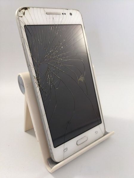 Samsung Galaxy Grand Prime weiß O2 Android Smartphone gesprungen unvollständig