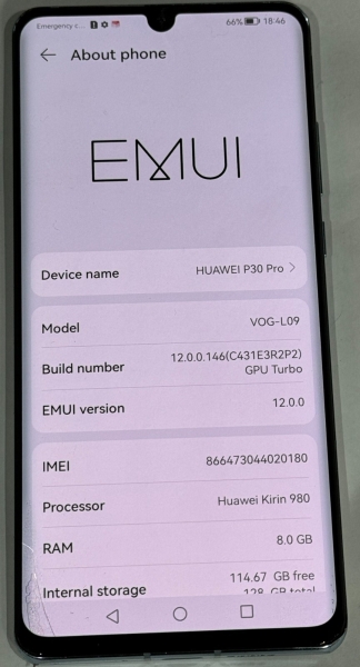 Huawei P30 Pro – 128 GB – Smartphone weiß (entsperrt) – Modell UK – –