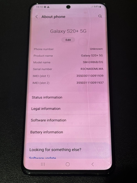 Samsung Galaxy S20+ Plus 5G SM-G986B – 128 GB – Smartphone schwarz (entsperrt)