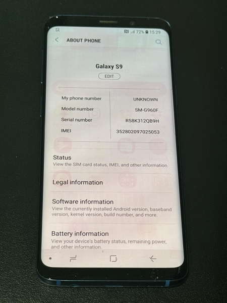 Samsung Galaxy S9 SM-G960F – 64GB – blaues (entsperrt) Smartphone – Shadow