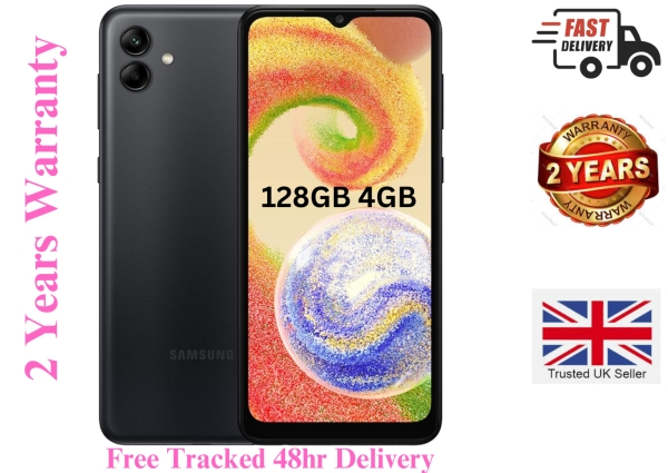 Samsung Galaxy A04 4G 128GB Schwarz Dual Sim entsperrt Android Smartphone Ref:111