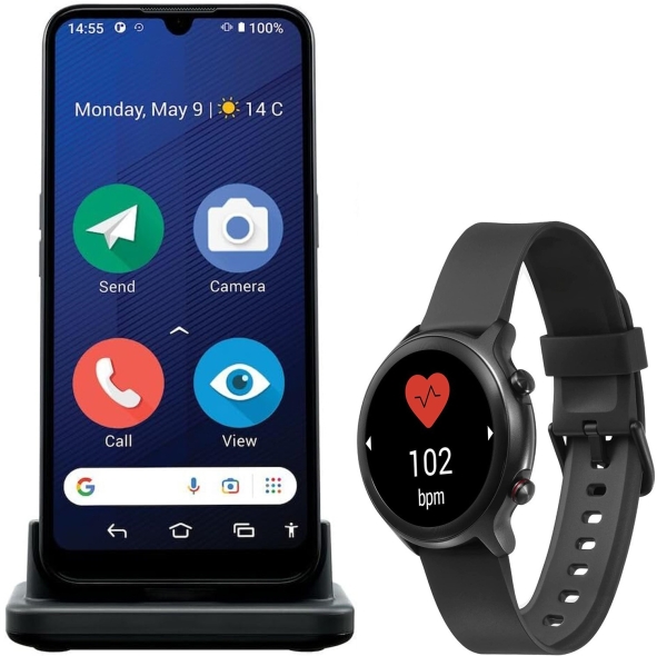 Doro 8200 Smartphone schwarz + Doro Watch – schwarz – entsperrt – für Senioren