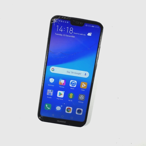 Huawei P20 Lite 64GB Schwarz Dual SIM entsperrt ANE-LX1 Display geplatzt funktioniert 361