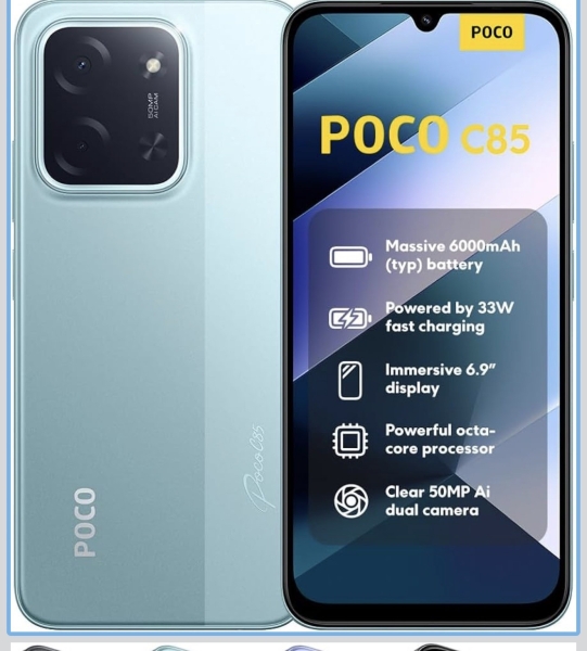 XIAOMI POCO C85, Smartphone 6GB/128GB 6,9″ 120Hz Display 7,99mm Design, MediaTek