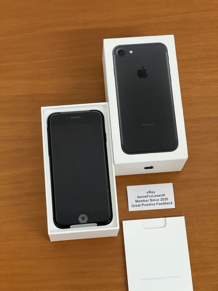 NEU VERPACKT Apple iPhone 7 32GB schwarz 4G entsperrt 100 % Batteriezustand – UK-Bestand