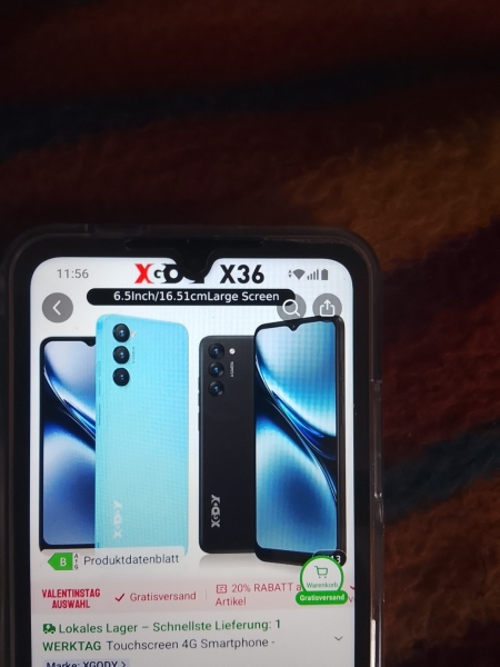 Smartphone Xgody A36 Nagelneu Original Verpackt Schwarz.