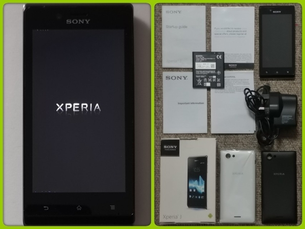 Sony Xperia J (ST26i) Sammler Smartphone (O2/Tesco). Originalkarton mit Inhalt