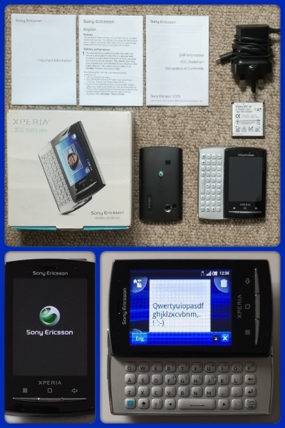 Sony Ericsson Xperia X10 Mini Pro Handy (O2 und Tesco). Originalkarton mit