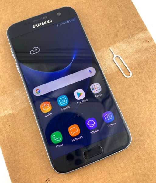 Samsung Galaxy S7 schwarz entsperrt 32GB Android Smartphone Bildschirm brennt funktioniert UK