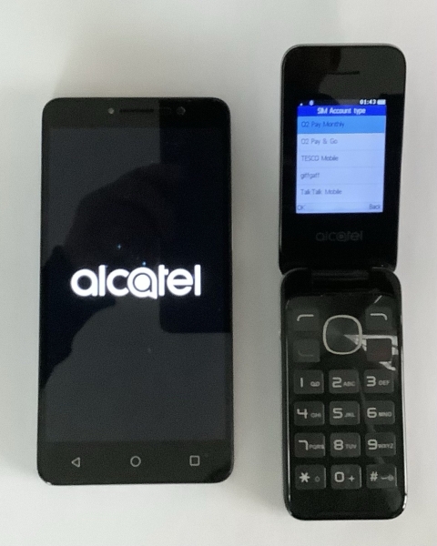 2 Vintage ALCATEL Handys: 9008x A3 XL und 2051x Klapphandy
