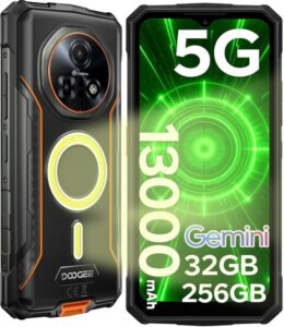 DOOGEE Fire 7 Pro Rugged Smartphone 5G, POC Intercom, 1200LM Dual Camping Lights
