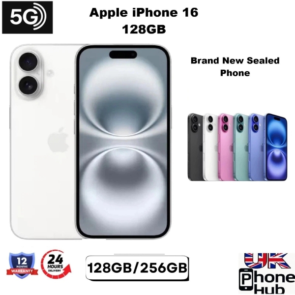 Brandneu versiegelt Apple iPhone 16 128GB entsperrt Smartphone Handy weiß