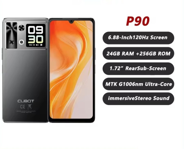 Cubot P90 4G Smartphone 24GB+256GB 6,88″ HD+ 120Hz 64MP 5100mAh Android 15 NFC