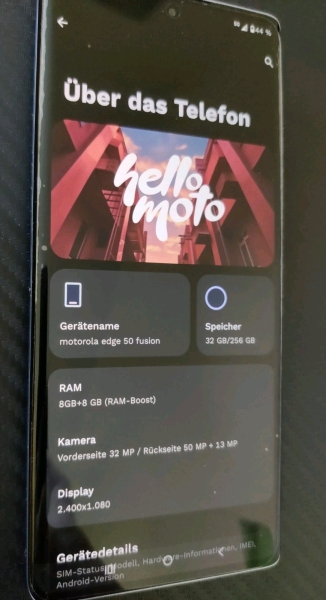 Motorola Edge 50 Fusion 5G Smartphone mit 6,7 Zoll OLED 144Hz 50MP 256GB 8GB NFC