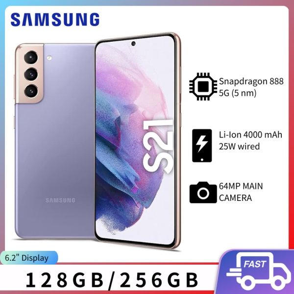 Open Box Samsung Galaxy S21 5G G991U 128GB Unlocked Handy Smartphone Grau/Weiß