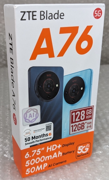 ZTE Blade A76 5G 6,75″ HD+ 90Hz Android Smartphone 6+128GB 50MP Kamera entsperrt.