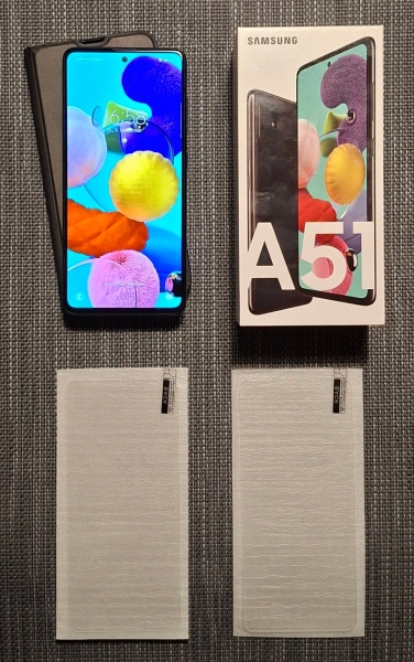 Samsung Galaxy A51 128GB, 4GB, Smartphone, Black, +Cover Hama, +2x Displ.schutz