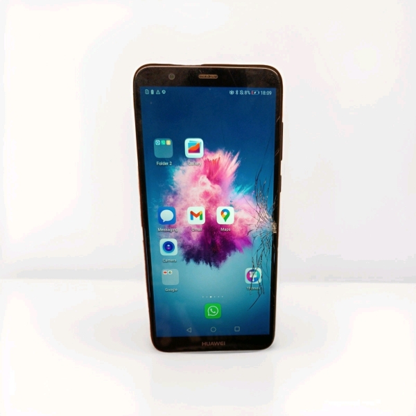 Huawei P Smart FIG-LX1 schwarz entsperrt 32GB Android Smartphone gesprungenes Display voll